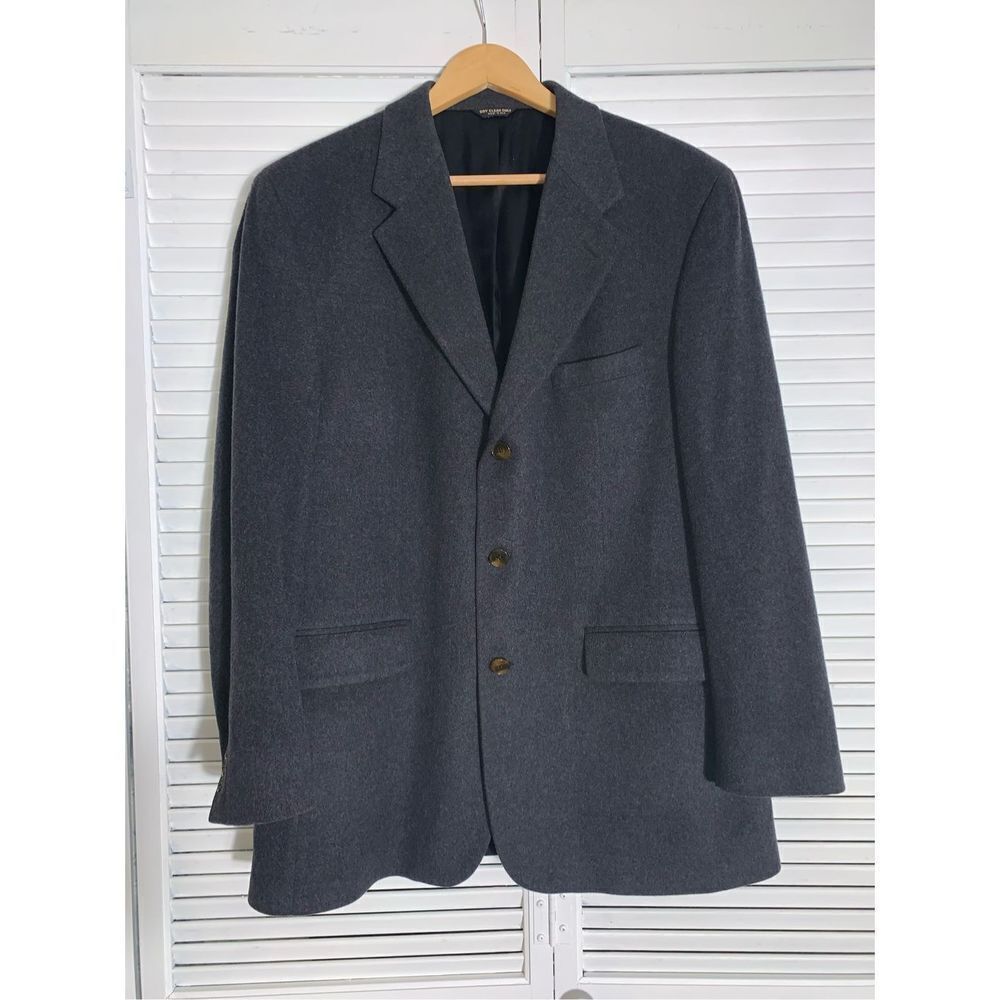Vintage‎ Bill BLASS Charcoal Gray Cashmere Button Down Blazer Men’s 42